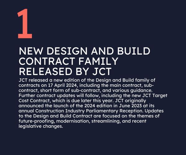 Rohan Short's five notes on the JCT Design and Build Contract 2024